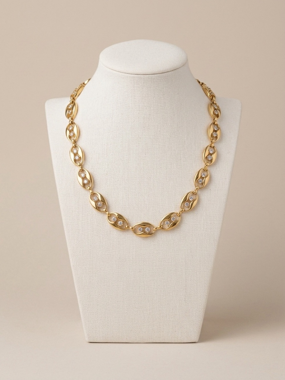 Authentic Vintage Givenchy Gold Tone Crystal Link Necklace